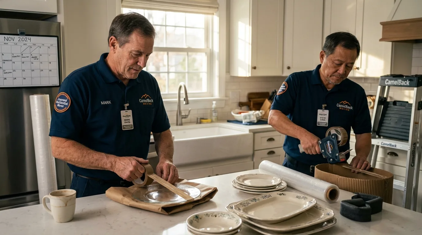 Professional crew packing kitchen dishware in Malden, MO